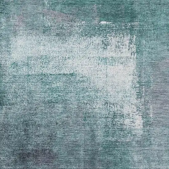 Teal Ivory And Purple Abstract Washable Area Rug With UV Protection Photo 3