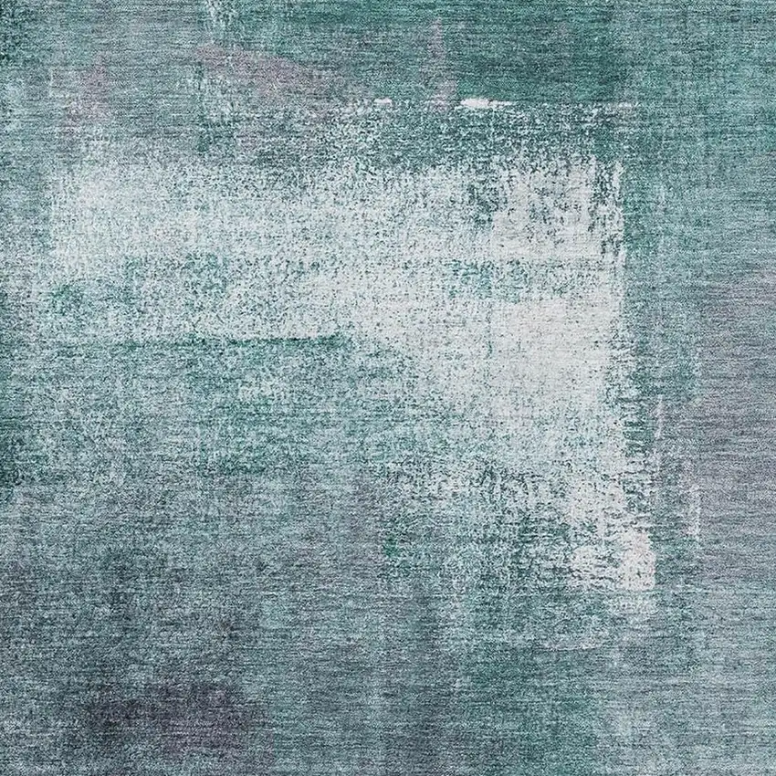 Teal Ivory And Purple Abstract Washable Area Rug With UV Protection Photo 3