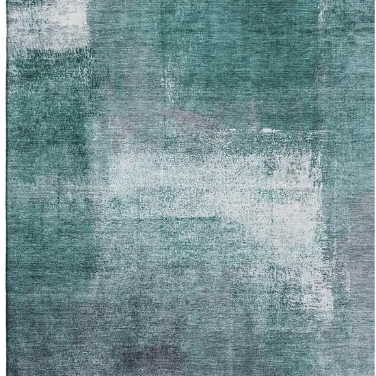 Teal Ivory And Purple Abstract Washable Area Rug With UV Protection Photo 4