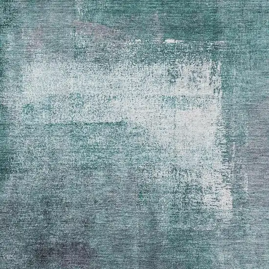 Teal Ivory And Purple Abstract Washable Area Rug With UV Protection Photo 3