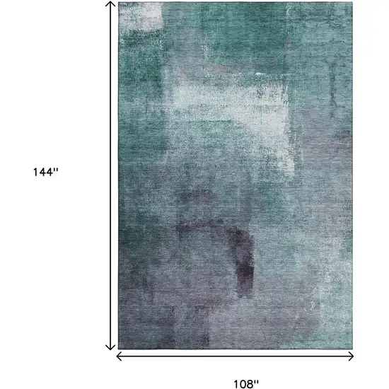 Teal Ivory And Purple Abstract Washable Area Rug With UV Protection Photo 3