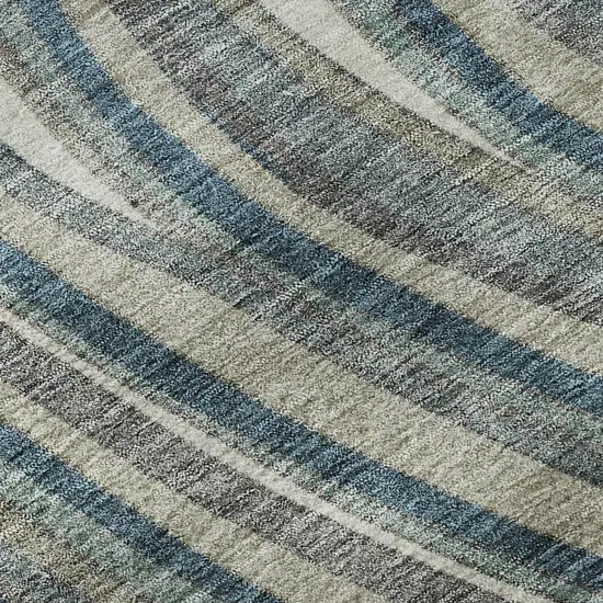 Teal Ivory And Taupe Marble Washable Area Rug With UV Protection Photo 9