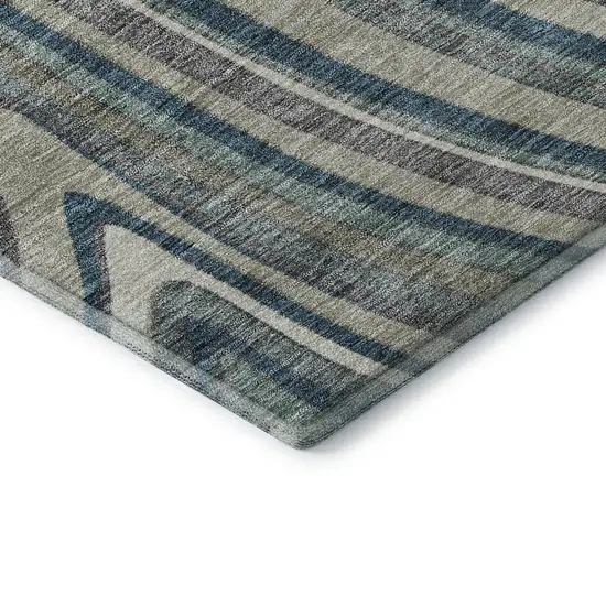 Teal Ivory And Taupe Marble Washable Area Rug With UV Protection Photo 8