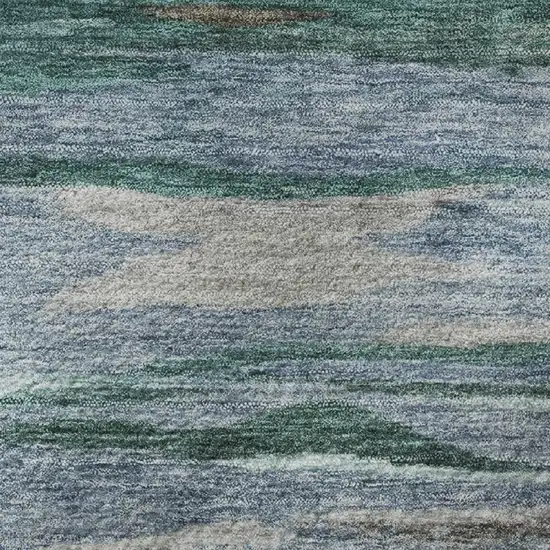 Teal Khaki And Green Abstract Washable Area Rug With UV Protection Photo 8
