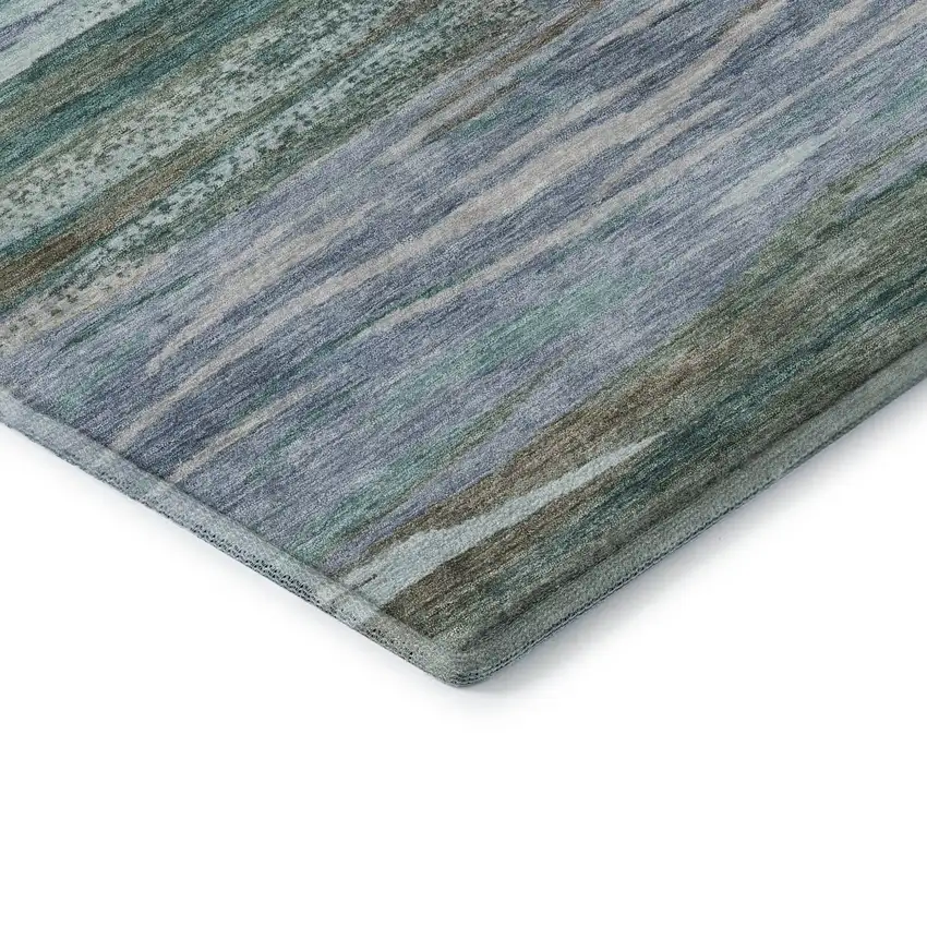Teal Khaki And Green Abstract Washable Area Rug With UV Protection Photo 8