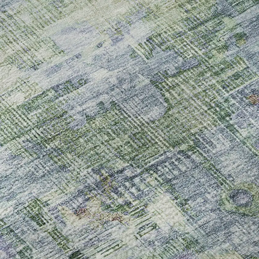 Teal Lavender And Green Oriental Washable Area Rug With UV Protection Photo 8