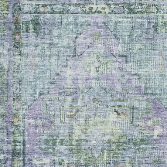 Teal Lavender And Green Oriental Washable Area Rug With UV Protection Photo 2