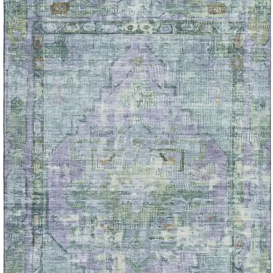 Teal Lavender And Green Oriental Washable Area Rug With UV Protection Photo 3