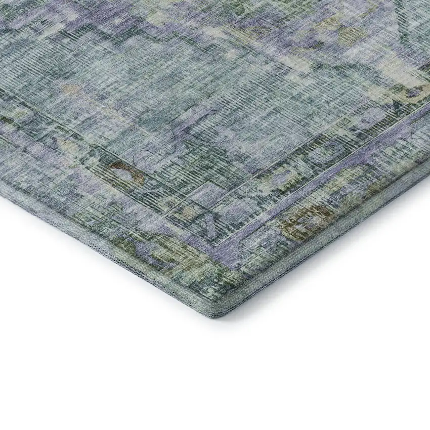 Teal Lavender And Green Oriental Washable Area Rug With UV Protection Photo 7
