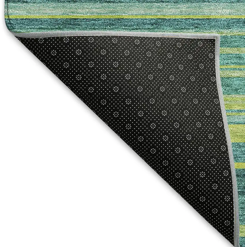 Teal Lime Green And Sky Blue Striped Washable Area Rug With UV Protection Photo 6