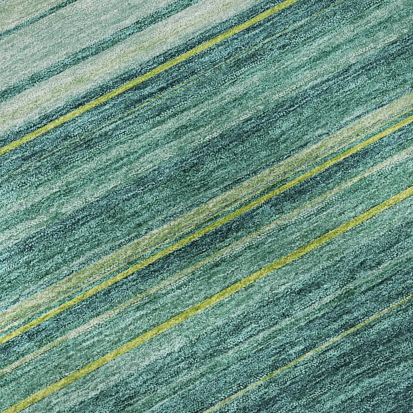 Teal Lime Green And Sky Blue Striped Washable Area Rug With UV Protection Photo 8