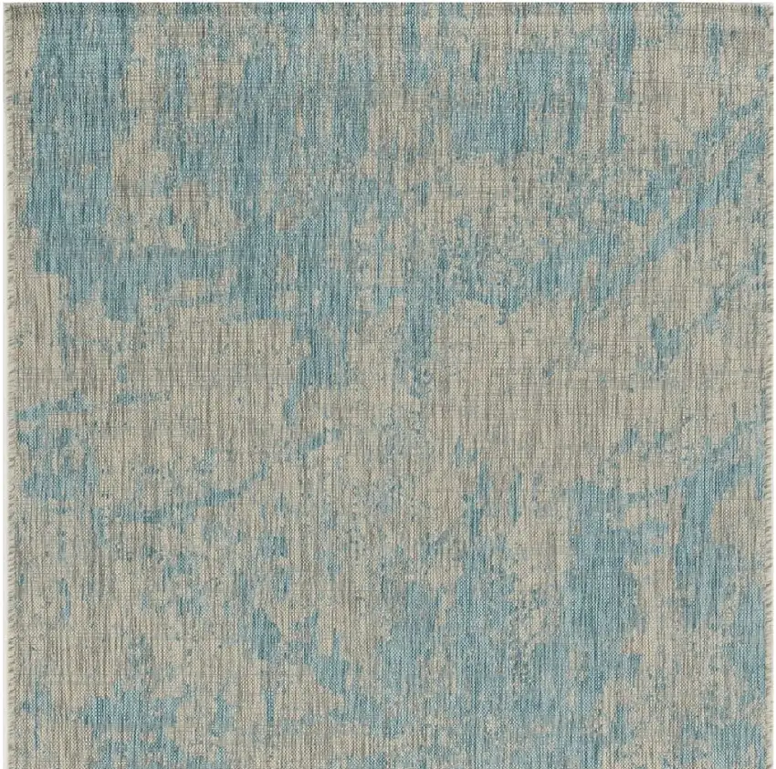 Teal Machine Woven Abstract Strokes Indoor Outdoor Area Rug Photo 8