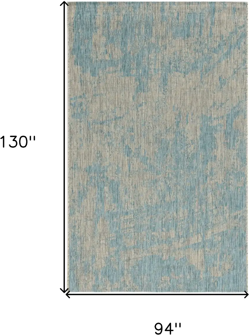 Teal Machine Woven Abstract Strokes Indoor Outdoor Area Rug Photo 9