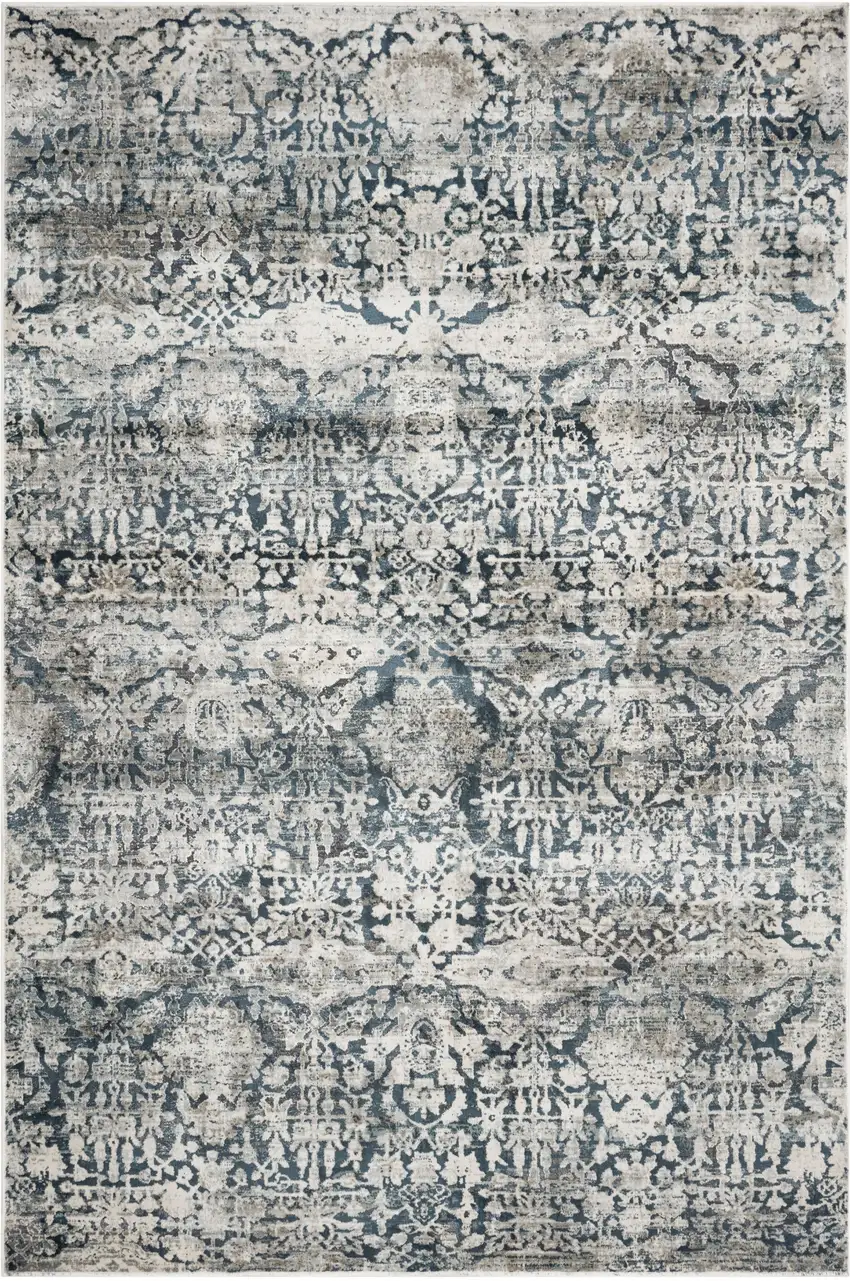 Teal Floral Area Rug Photo 2