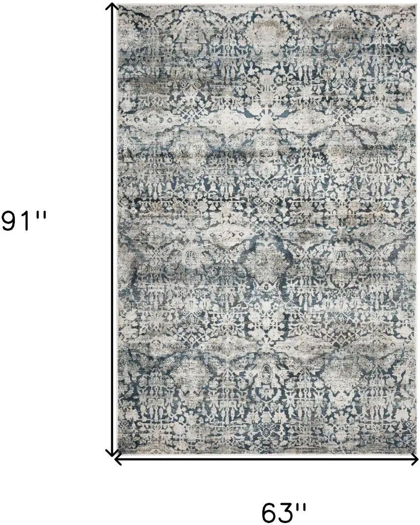 Teal Floral Area Rug Photo 3