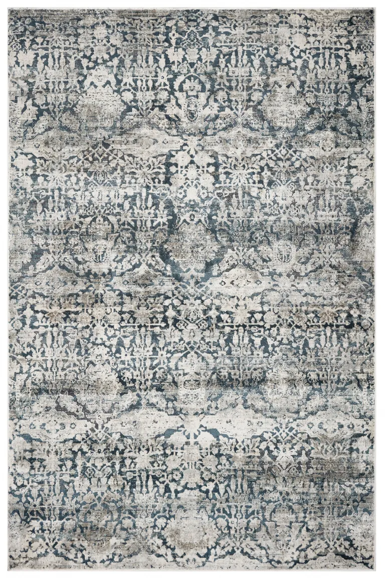 Teal Machine Woven Floral Traditional Indoor Area Rug Photo 5