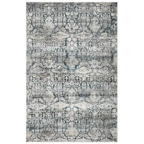 Teal And Ivory Floral Area Rug Photo 2