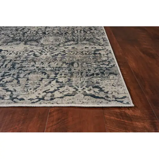 Teal And Ivory Floral Area Rug Photo 4