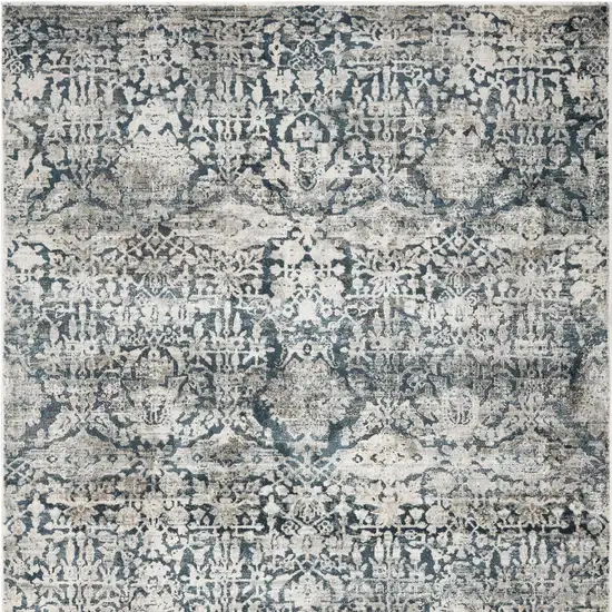Teal Floral Area Rug Photo 4