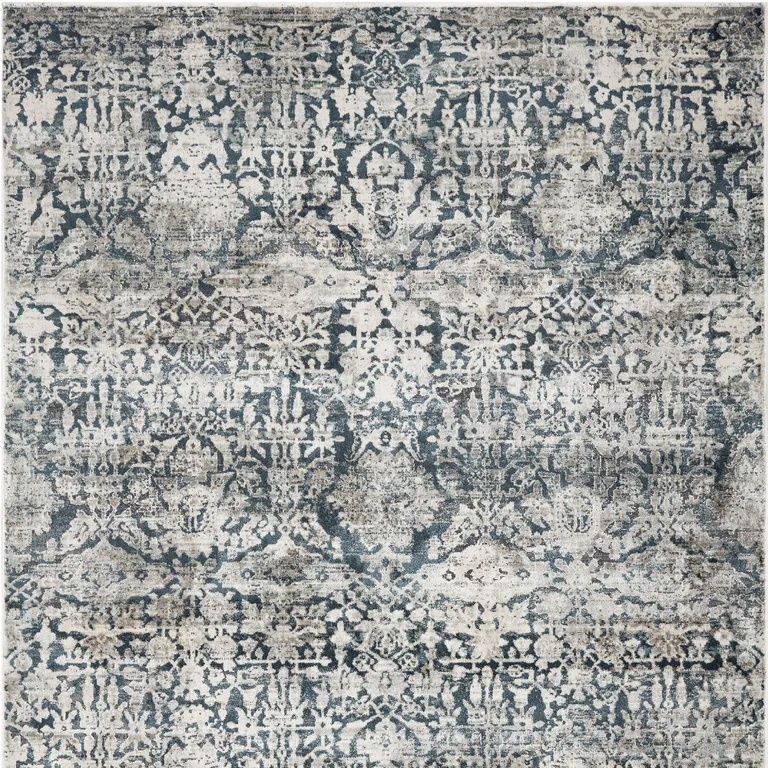 Teal Machine Woven Floral Traditional Indoor Area Rug Photo 3