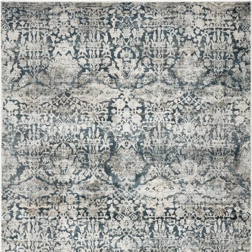 Teal Floral Area Rug Photo 4