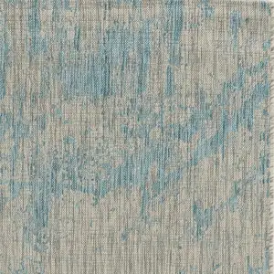 Photo of Teal Machine Woven UV Treated Abstract Brushstrokes Indoor Outdoor Area Rug