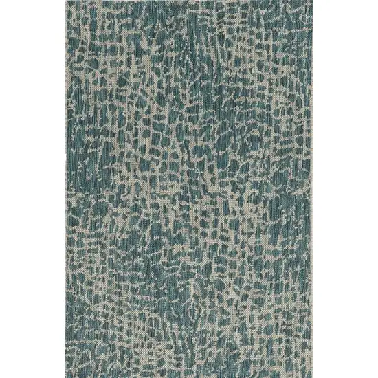 Teal Blue Abstract Indoor Outdoor Area Rug Photo 3