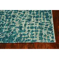 Photo of Teal Machine Woven UV Treated Animal Print Indoor Outdoor Accent Rug
