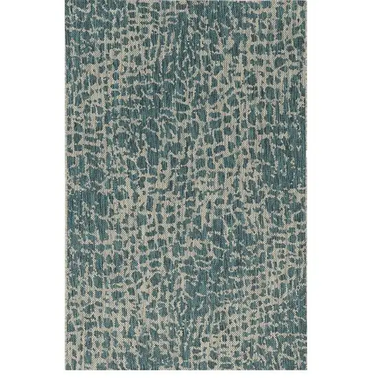 Teal Blue Abstract Indoor Outdoor Area Rug Photo 2