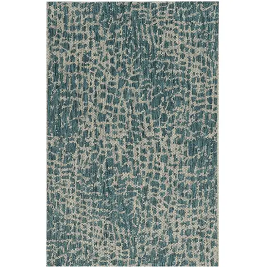 Teal Blue Abstract Indoor Outdoor Area Rug Photo 3