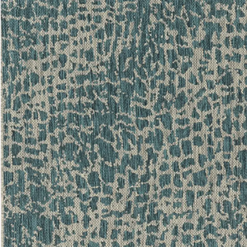 3'X5' Teal Machine Woven Uv Treated Animal Print Indoor Outdoor Area Rug Photo 5