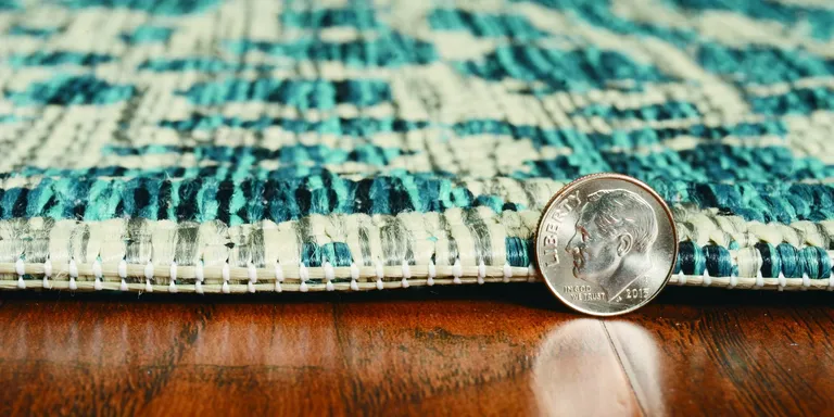 Teal Machine Woven UV Treated Animal Print Indoor Outdoor Area Rug Photo 5