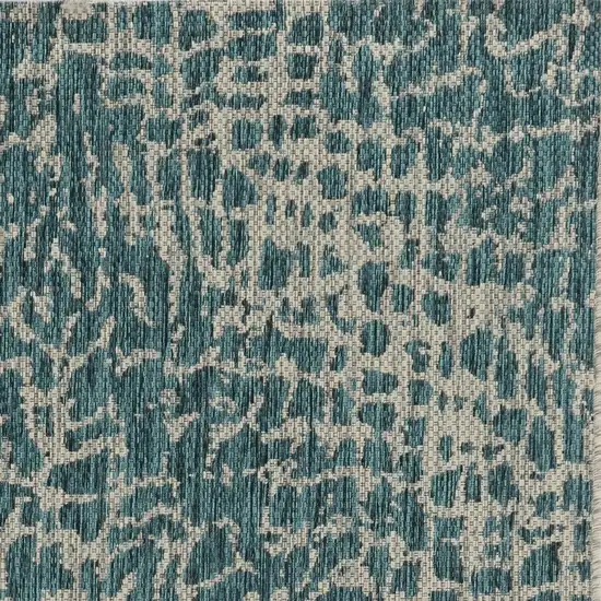 Teal Machine Woven UV Treated Animal Print Indoor Outdoor Area Rug Photo 3