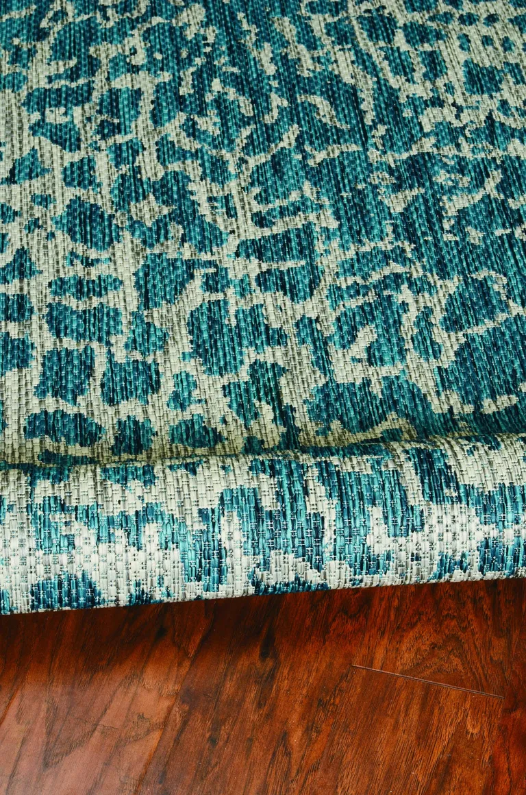 Teal Machine Woven UV Treated Animal Print Indoor Outdoor Area Rug Photo 2