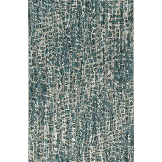 8'X11' Teal Machine Woven Uv Treated Animal Print Indoor Outdoor Area Rug Photo 3