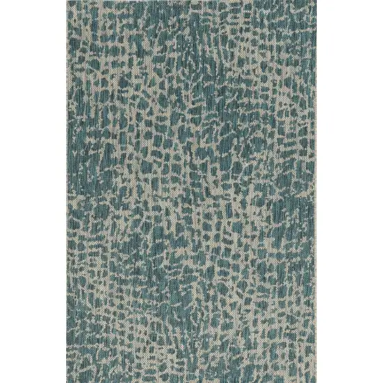 8'X11' Teal Machine Woven Uv Treated Animal Print Indoor Outdoor Area Rug Photo 2
