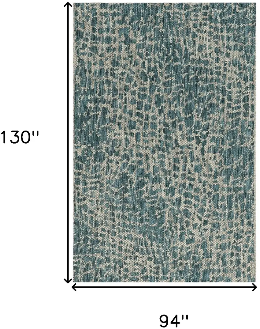 Teal Blue Abstract Indoor Outdoor Area Rug Photo 3