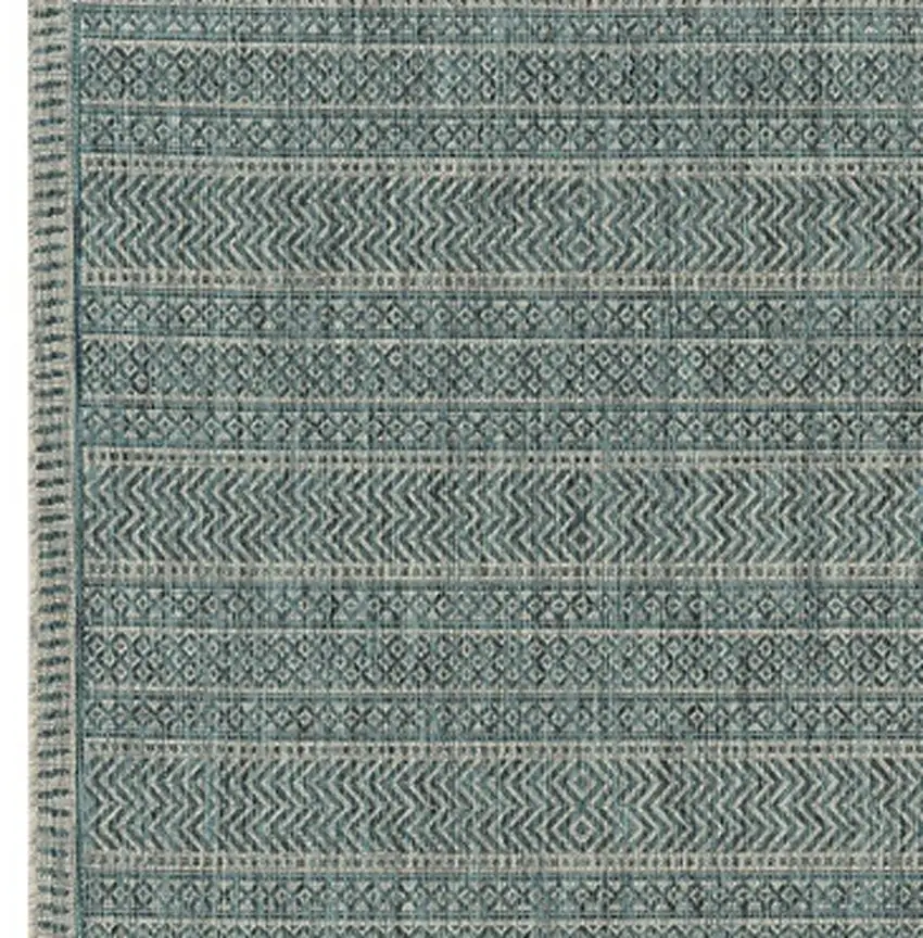 3'X5' Teal Machine Woven Uv Treated Tribal Indoor Outdoor Area Rug Photo 6