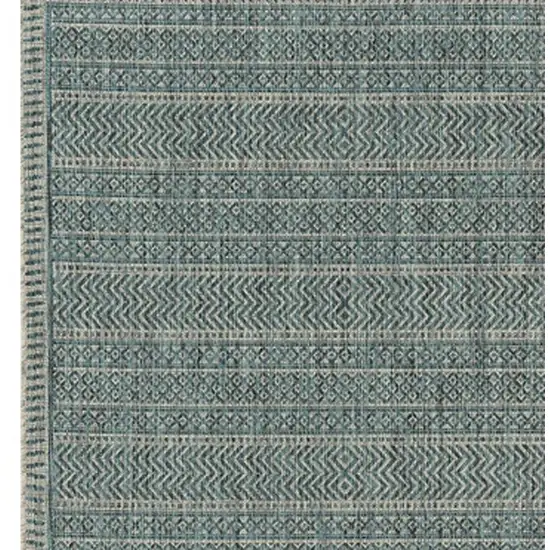 3'X5' Teal Machine Woven Uv Treated Tribal Indoor Outdoor Area Rug Photo 6