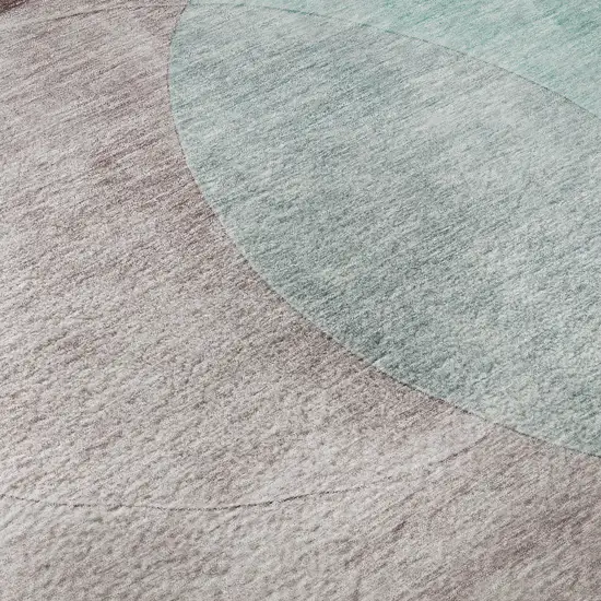 Teal Mauve And Blush Geometric Washable Area Rug With UV Protection Photo 9