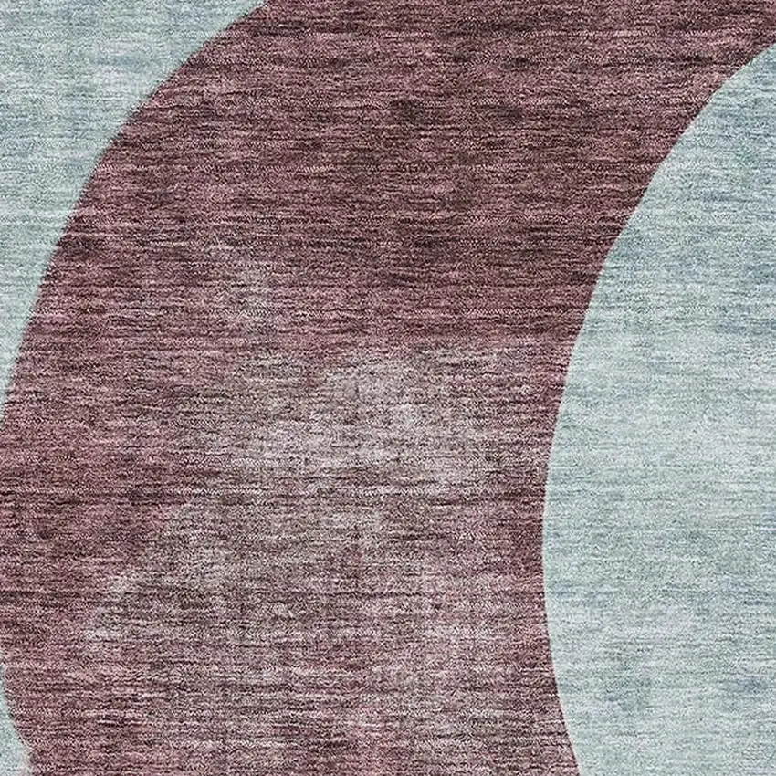 Teal Mauve And Blush Geometric Washable Area Rug With UV Protection Photo 2