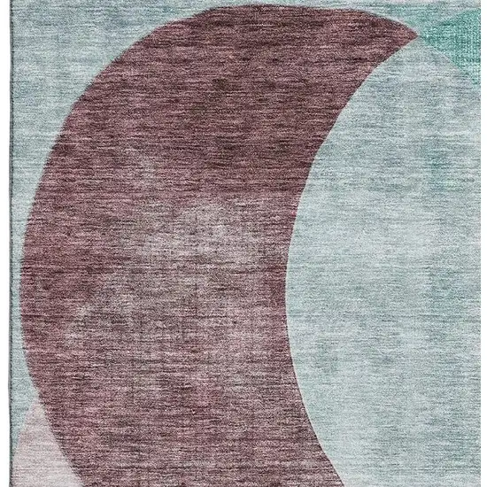 Teal Mauve And Blush Geometric Washable Area Rug With UV Protection Photo 2