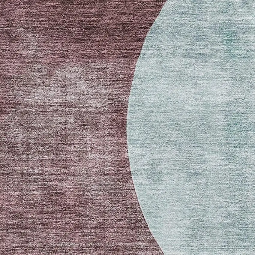 Teal Mauve And Blush Geometric Washable Area Rug With UV Protection Photo 2