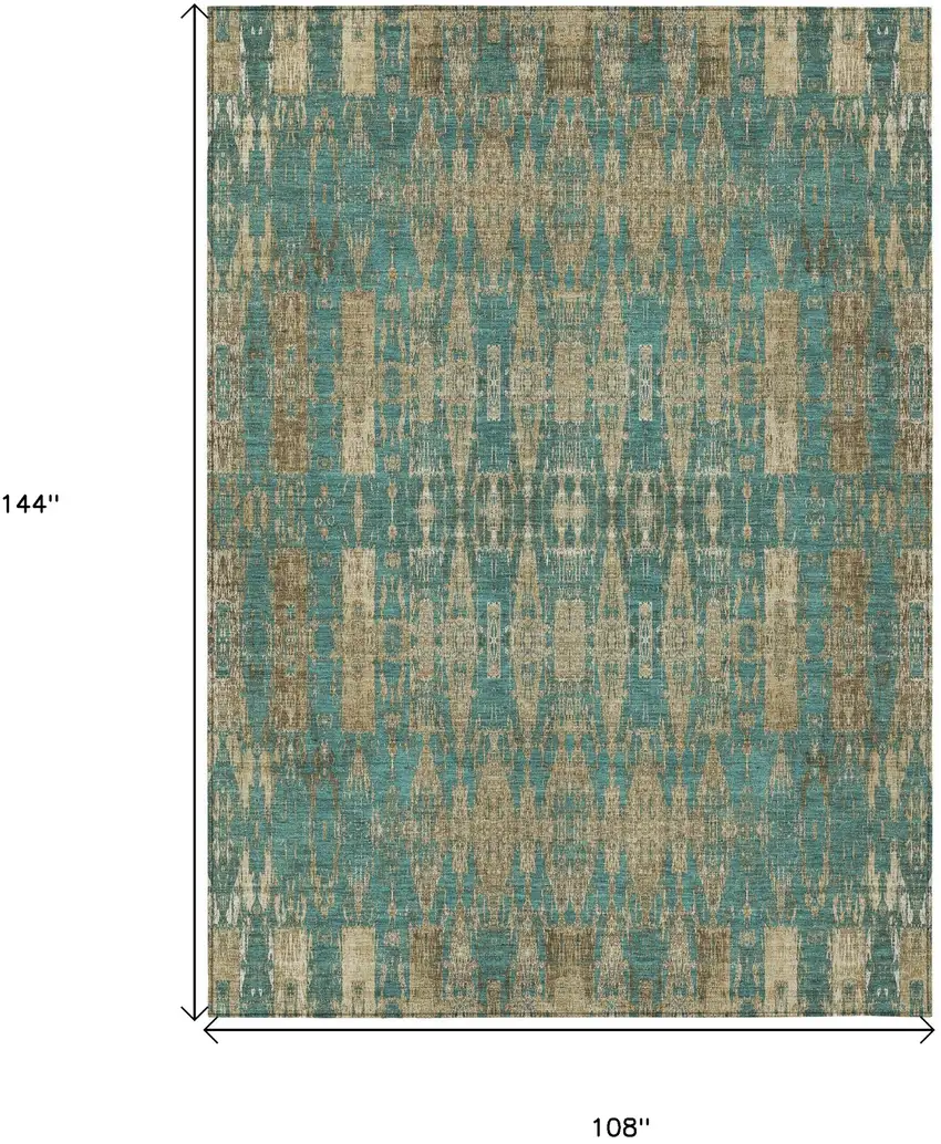 Teal Moroccan Washable Non Skid Indoor Outdoor Area Rug Photo 3