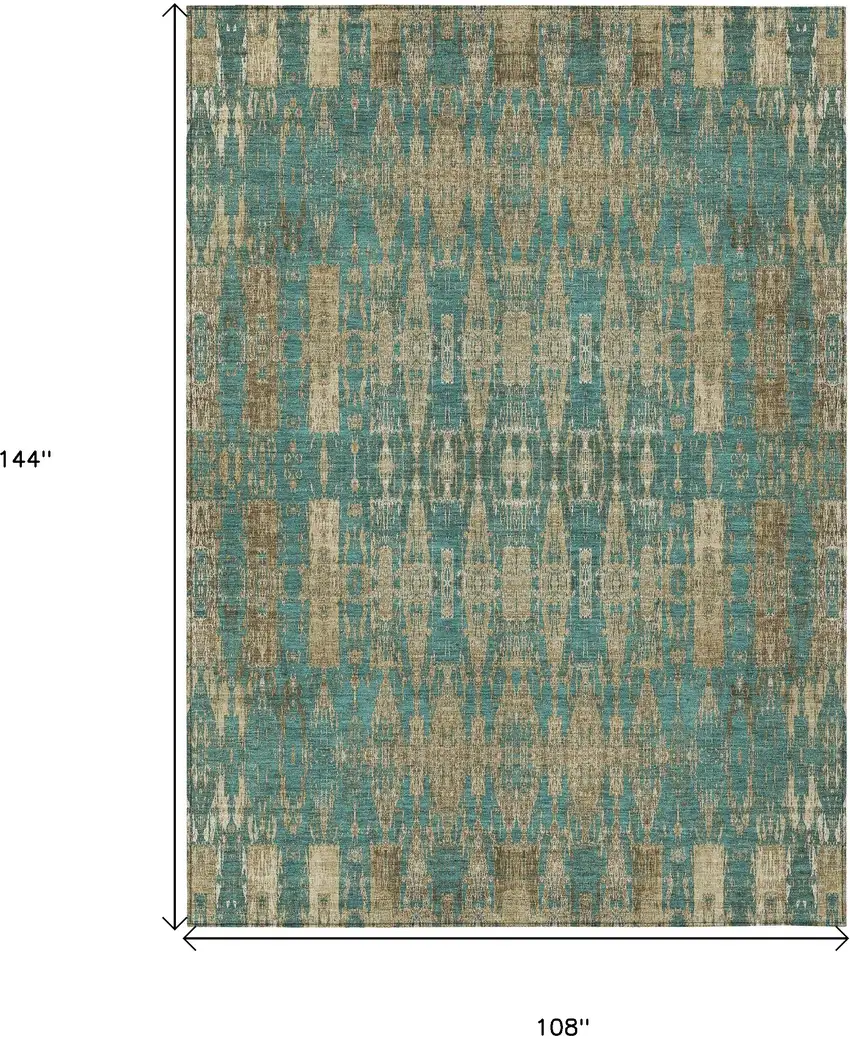 Teal Moroccan Washable Non Skid Indoor Outdoor Area Rug Photo 3