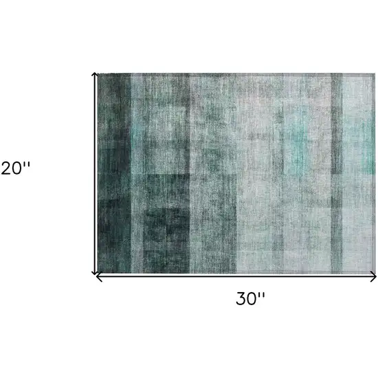 Teal Ombre Washable Non Skid Indoor Outdoor Area Rug Photo 3