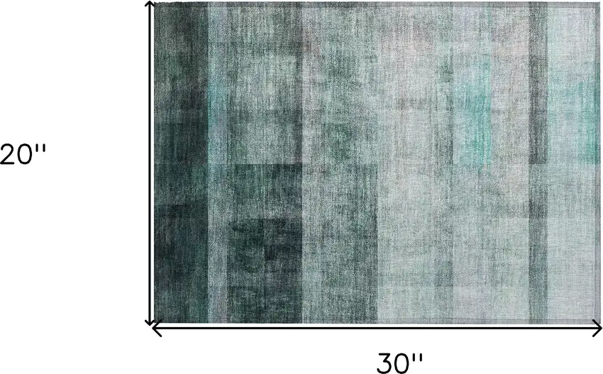 Teal Ombre Washable Non Skid Indoor Outdoor Area Rug Photo 3