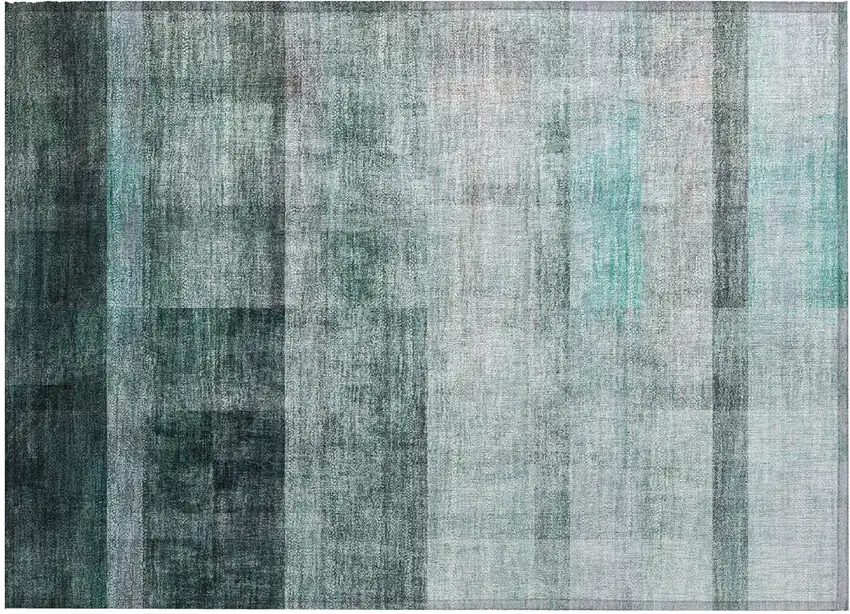 Teal Ombre Washable Non Skid Indoor Outdoor Area Rug Photo 2