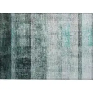 Photo of Teal Ombre Washable Non Skid Indoor Outdoor Area Rug
