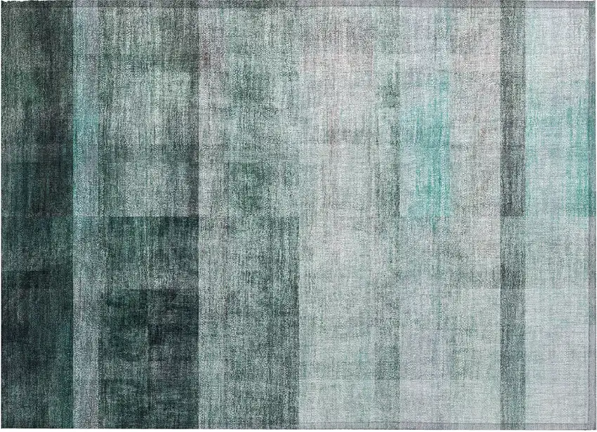 Teal Ombre Washable Non Skid Indoor Outdoor Area Rug Photo 2